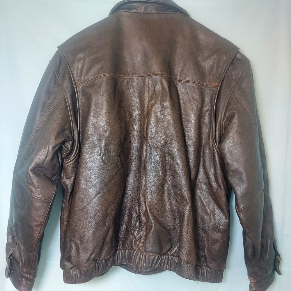 ST‎ JOHNSBAY Mens Brown Leather Bomber Jacket XL G Classic Style distressed